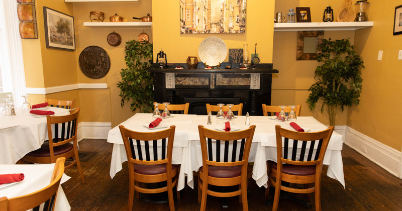 Interior with  a set table