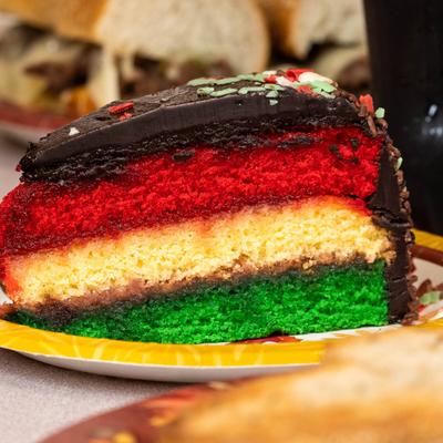 Italian Rainbow Cake Slice.