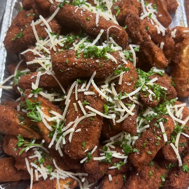 Fresh Cut Breaded Eggplant Spears with Marinara Sauce photo
