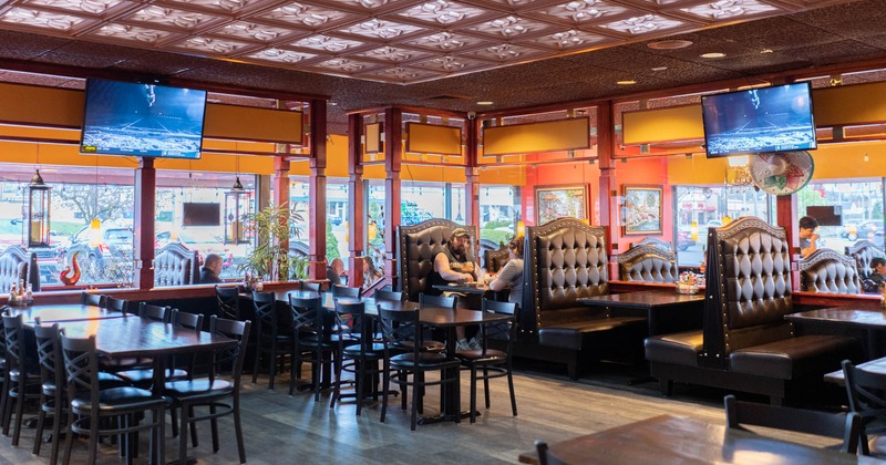 Interior, wide view, dining area