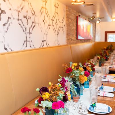 A long dining table.