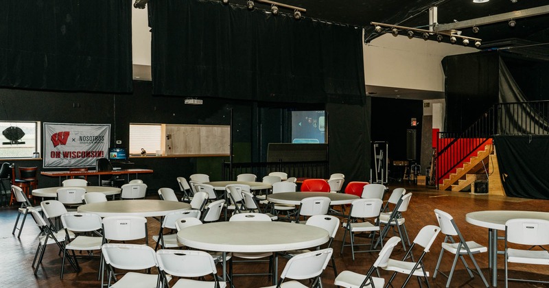 Interior, wide view of seating area