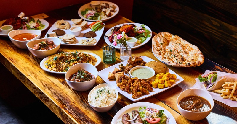 Assortment of dishes served on the table