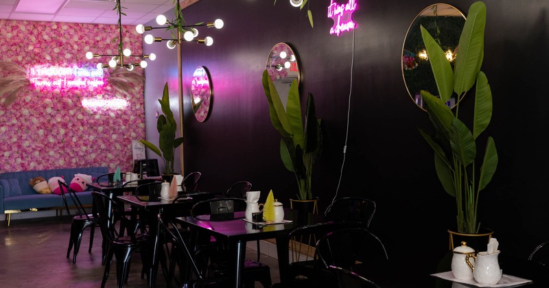 Interior, tables and chairs ready for guests