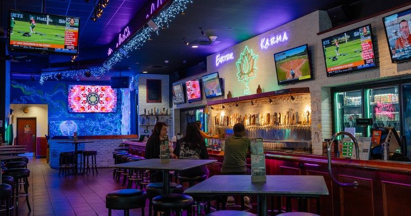 Interior, bar and dining space