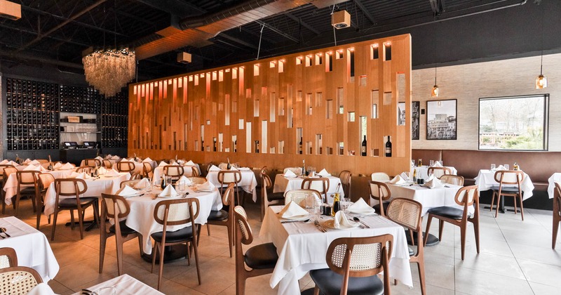 Dining area, tables ready for guests