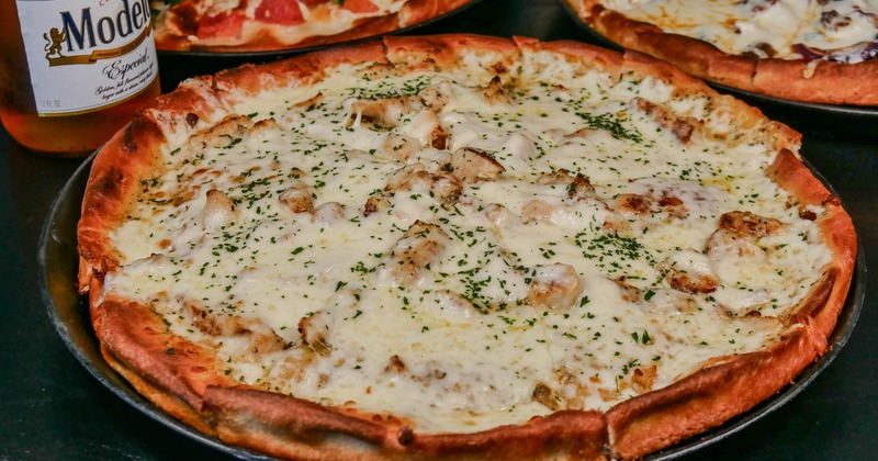 Chicken Alfredo pizza