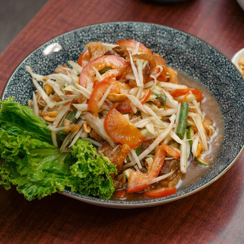 menu item 37 of 112, Crispy Pork Belly Papaya Salad