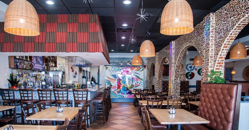 Nicely done interior dining area and bar area