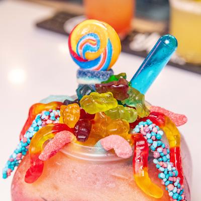 A candy topped daiquiri.