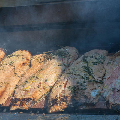 Grilled fish closeup