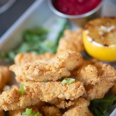 Served Calamari dish.