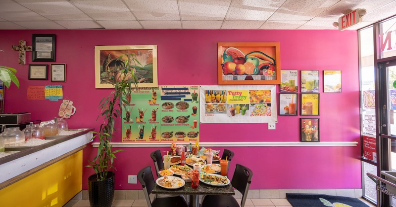 Interior, table and chairs