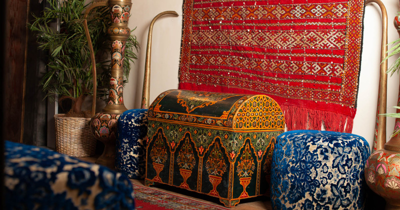 Interior, chest, tapestry, tabouret decoration
