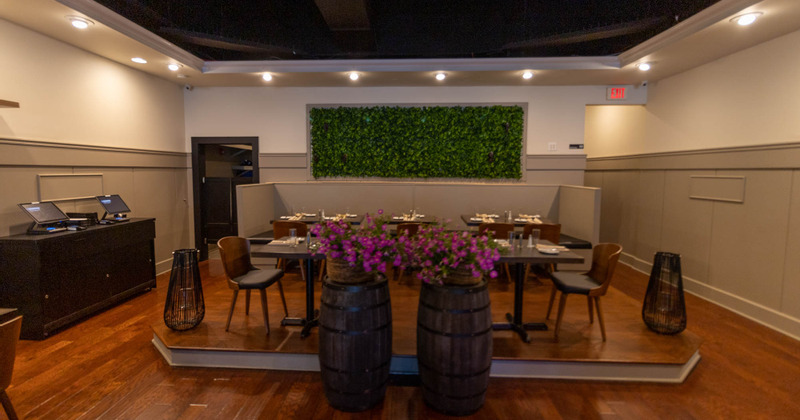 Interior, tables ready for guests