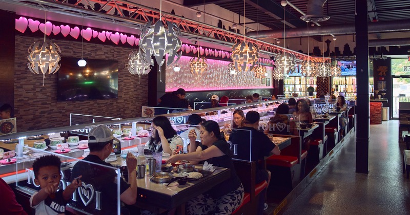 Customers dining and drinking