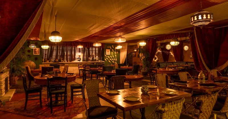 Interior, tables and chairs ready for guests