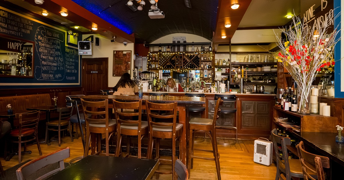 Cozy interior seating area and bar area