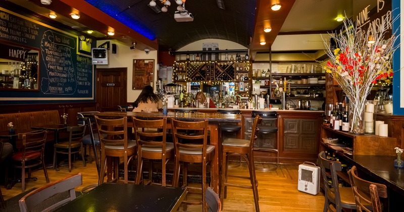 Cozy interior seating area and bar area