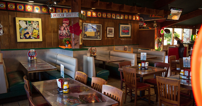 Interior, tables and restaurant booths