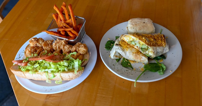 Shrimp Po'bot and a burrito