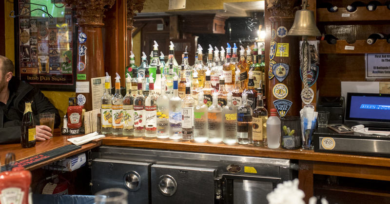 Bar area, bottles
