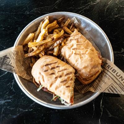 Blackened Salmon BLT, top view