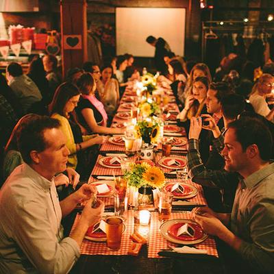 Private event, people dining.