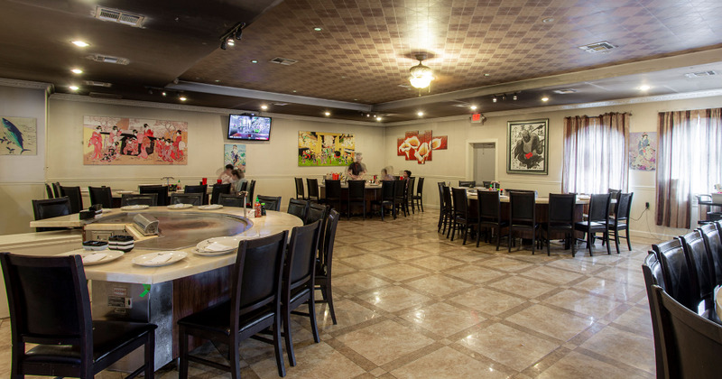 Interior, tables ready for guests