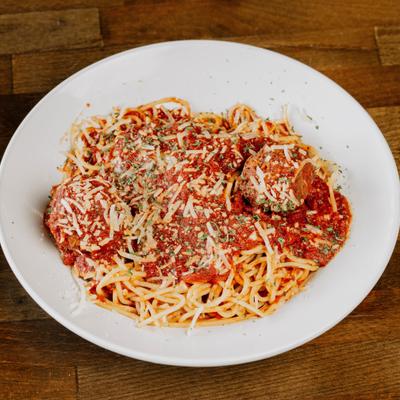 Meatballs spaghetti.
