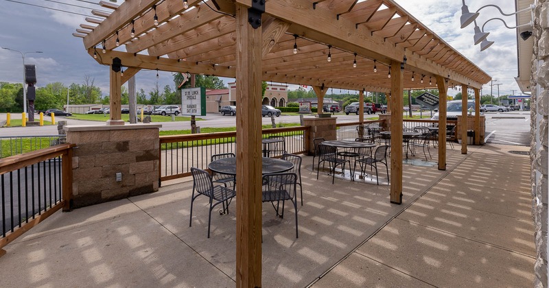 Outdoor seating area with pergola