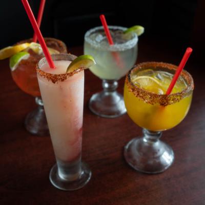 Various cocktails served on the table.