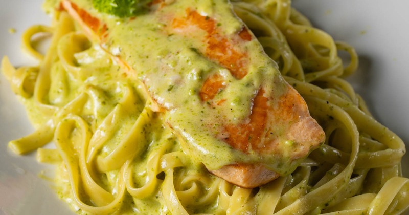 Salmon pesto dish