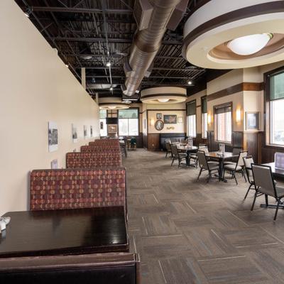 Interior, seating area.