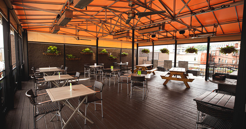 Interior, tables lined up