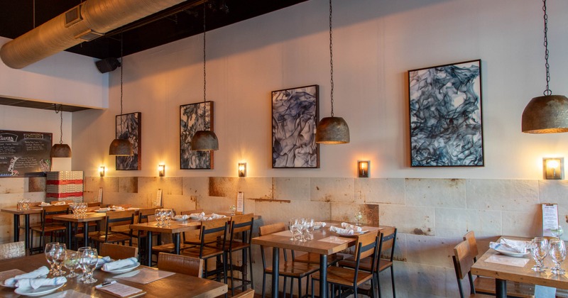 Dining area, tables ready for guests