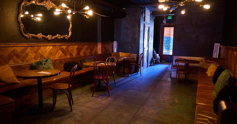 Interior, lounge area, banquette seating