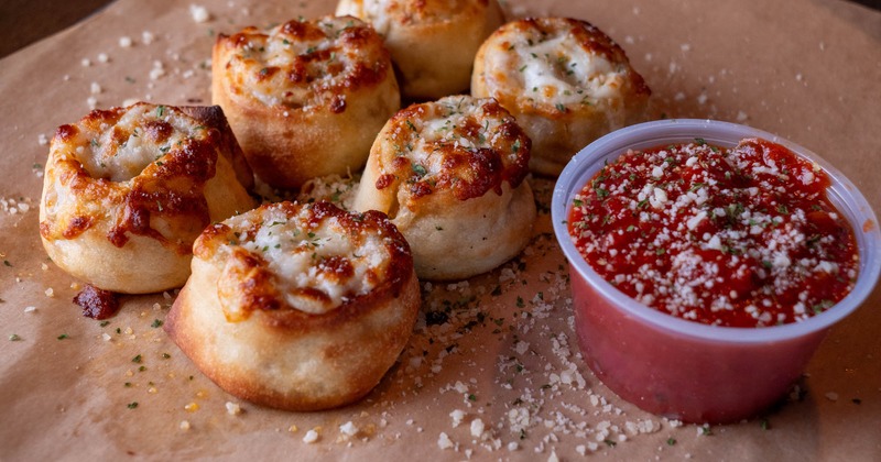 Pepperoni Rolls, with a side of red sauce
