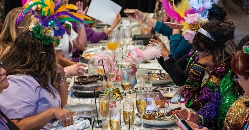 Interior, joined tables for party