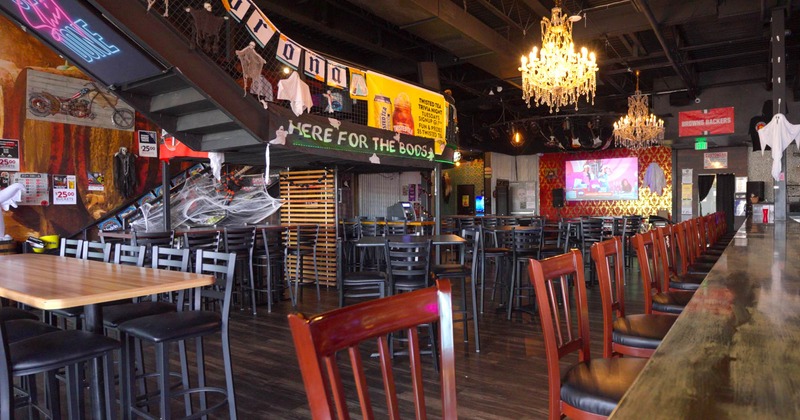 Interior seating area, tables ready for guests