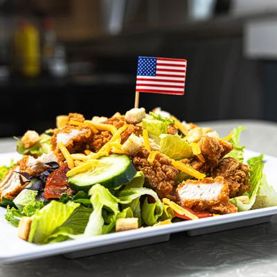 Fried chicken house salad.