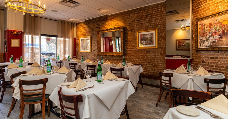 Interior, set tables ready for guests