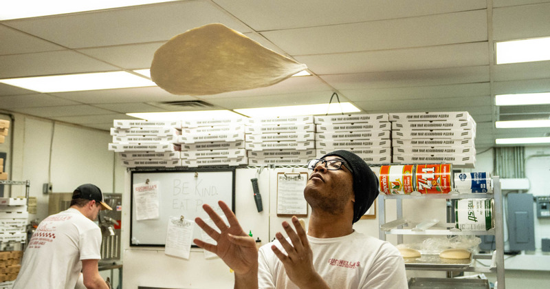 Chef working with dough