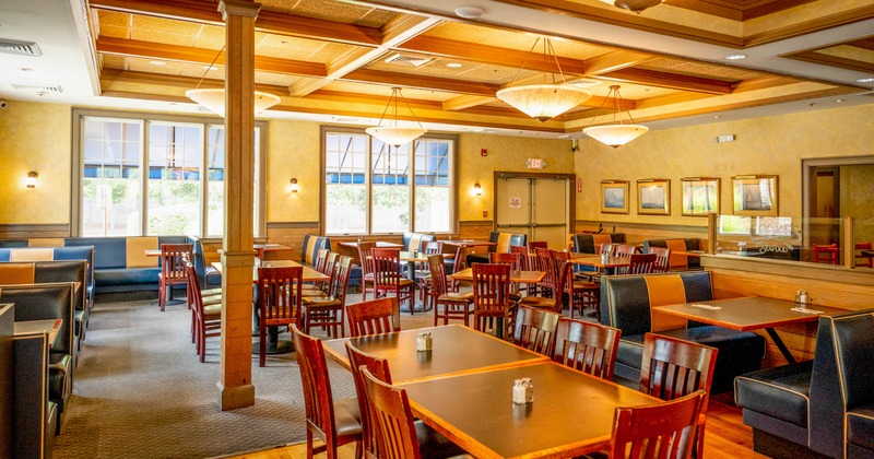 Interior, seating area with tables and chairs