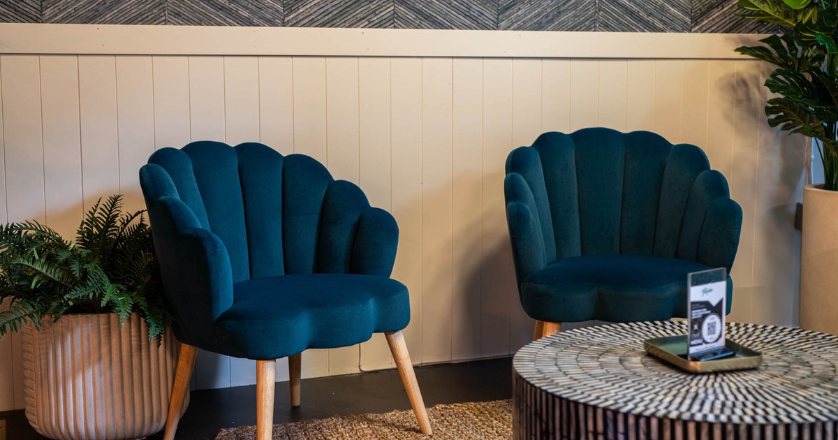 Interior, two armchairs and table