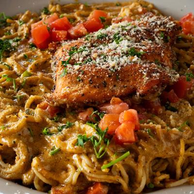 Blackened Salmon Pasta.
