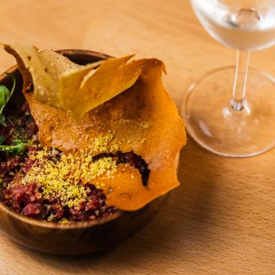 Grass fed steak tartar.