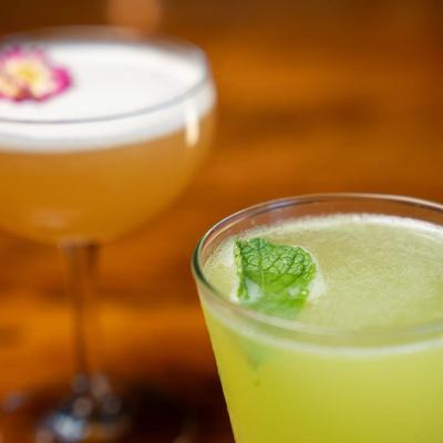 Green cocktail, with mint.