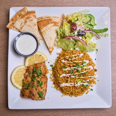 Za'atar salmon plate.