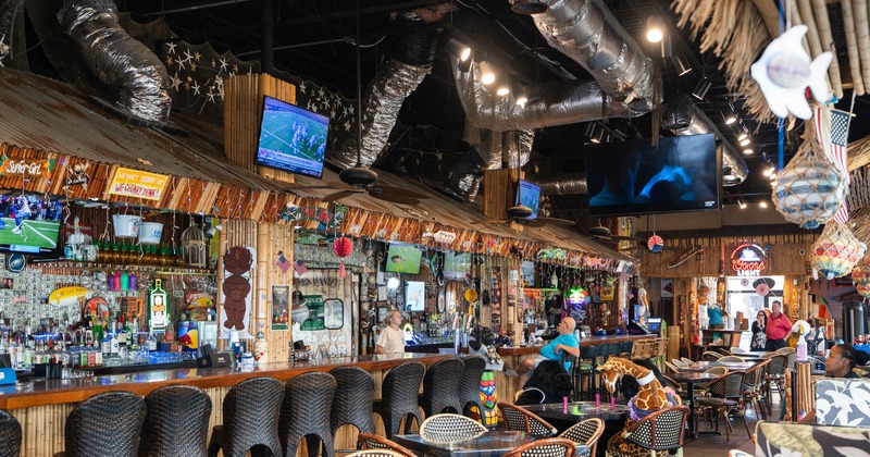 Interior, tables and chairs ready for guests